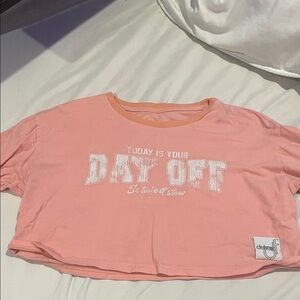 Pink Cropped T-Shirt with Graphic Print